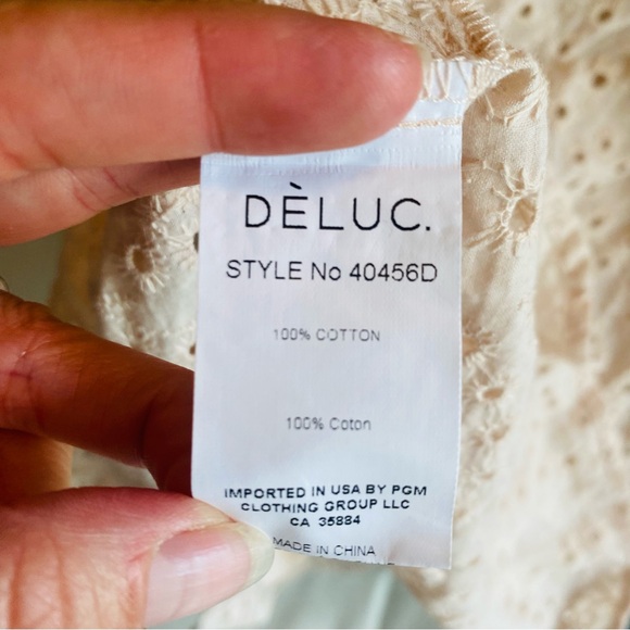 DELUC NWT Alioth Embroidered Eyelet Button Down Butter Cream - Picture 7 of 7